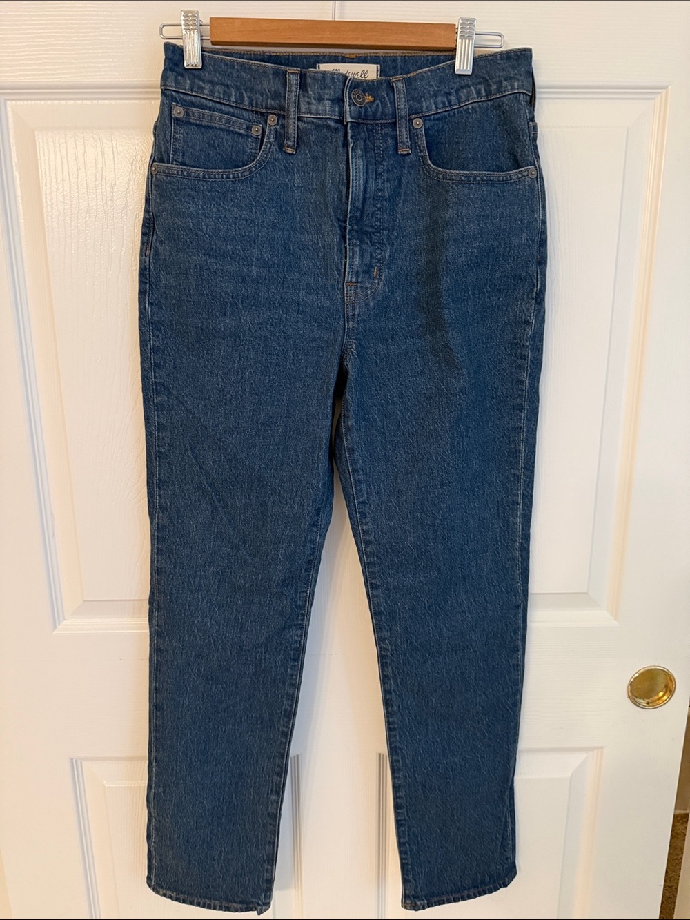 Madewell High-Rise Straight Taper Jeans in Dark Blue Denim